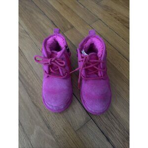 Ugg Neumel Chukka Boots Hot Pink Suede Lace Up Winter Girls Size 12